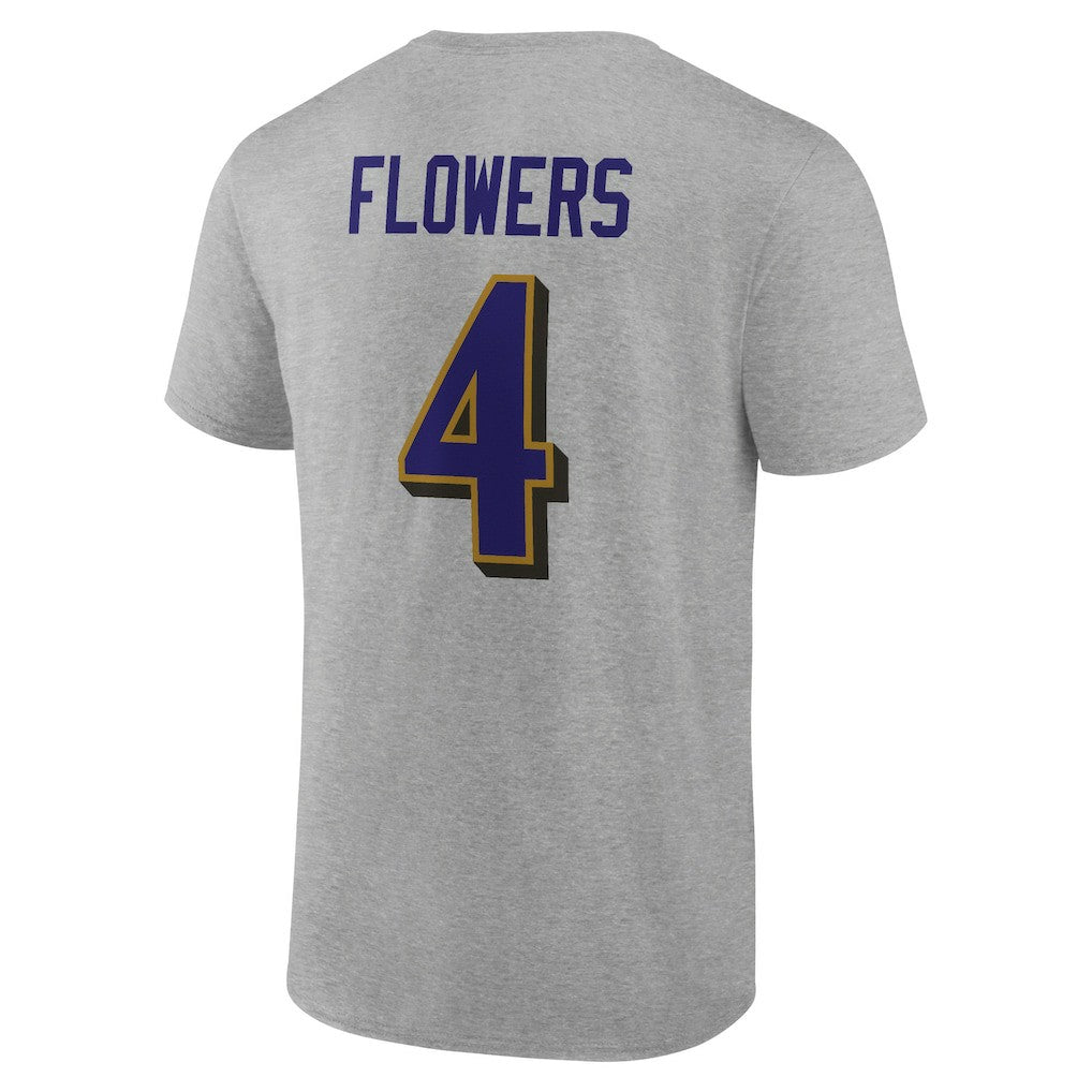 Zay Flowers Baltimore Ravens Icon Player Name & Number T-Shirt Gray - NFL