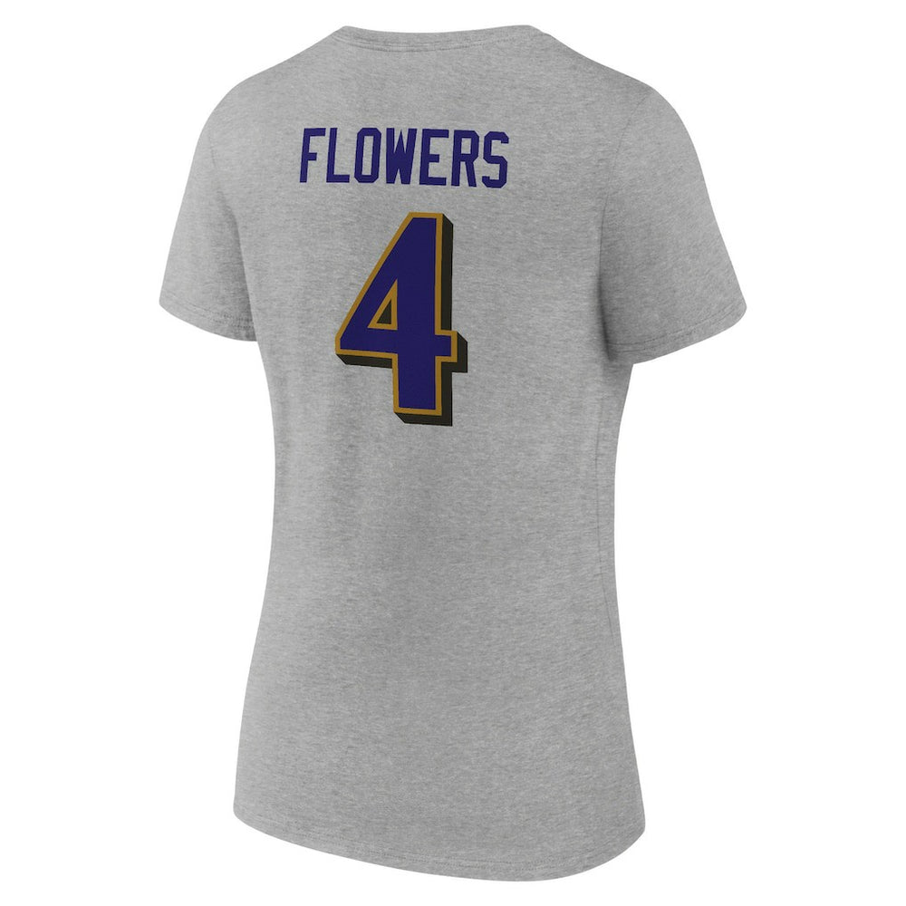 Zay Flowers Baltimore Ravens Women's Icon Player Name & Number V-Neck T-Shirt Gray - NFL