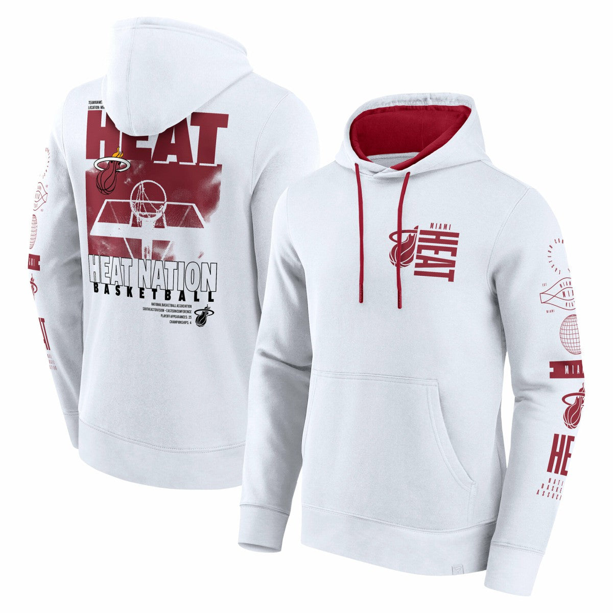 Fanatics - Miami Heat Game Time Crossover Pullover Hoodie - White