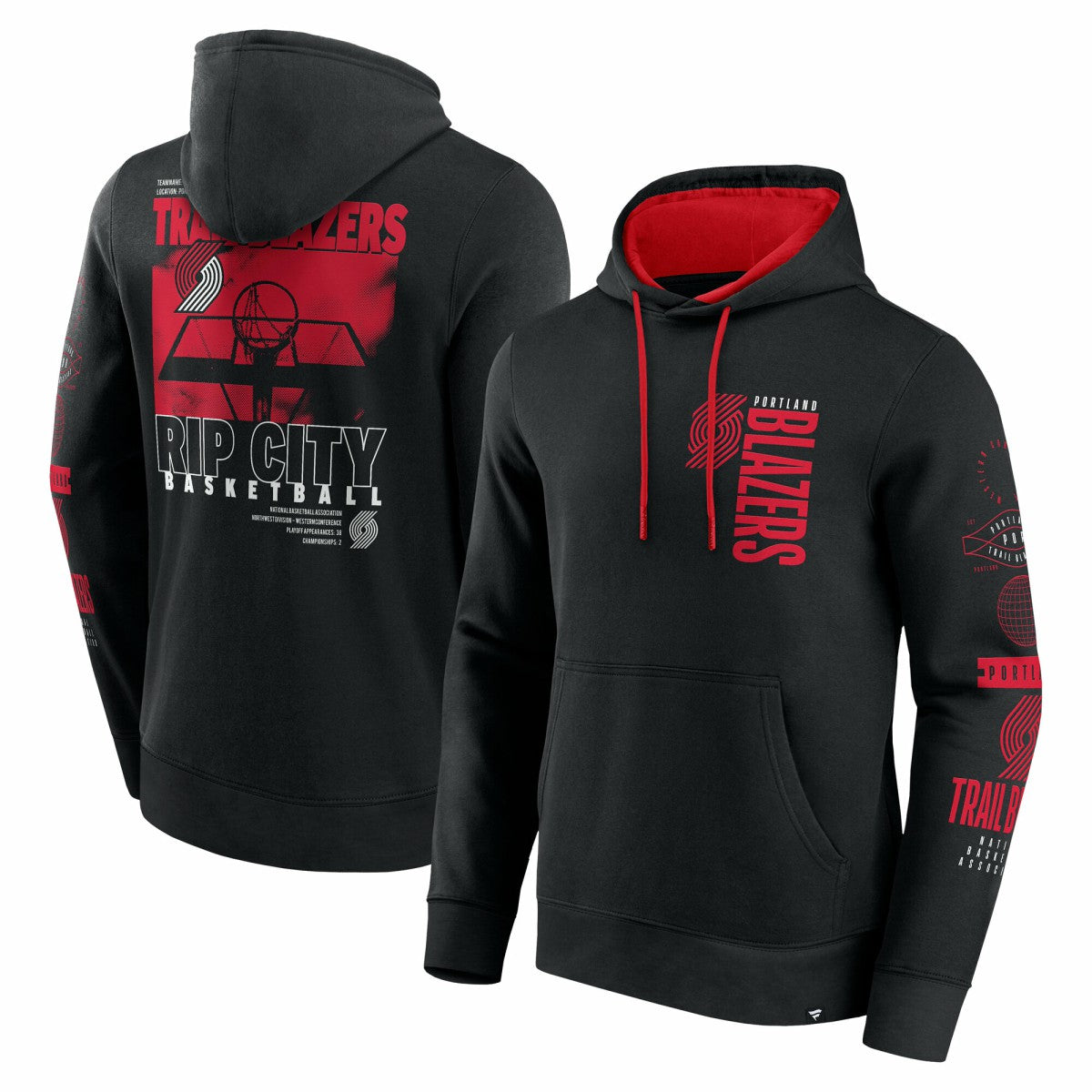 Fanatics - Portland Trail Blazers Game Time Crossover Pullover Hoodie - Black
