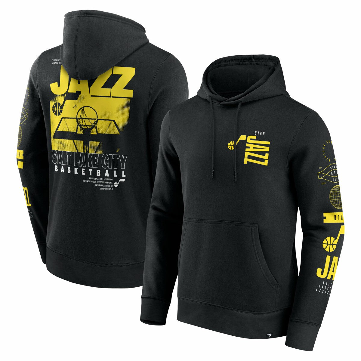 Fanatics - Utah Jazz Game Time Crossover Pullover Hoodie - Black