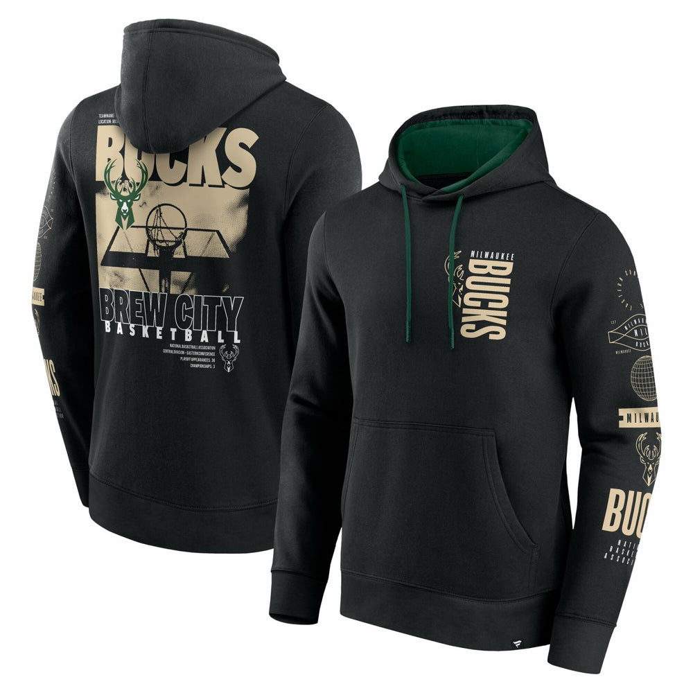 Fanatics - Milwaukee Bucks Game Time Crossover Pullover Hoodie - Black