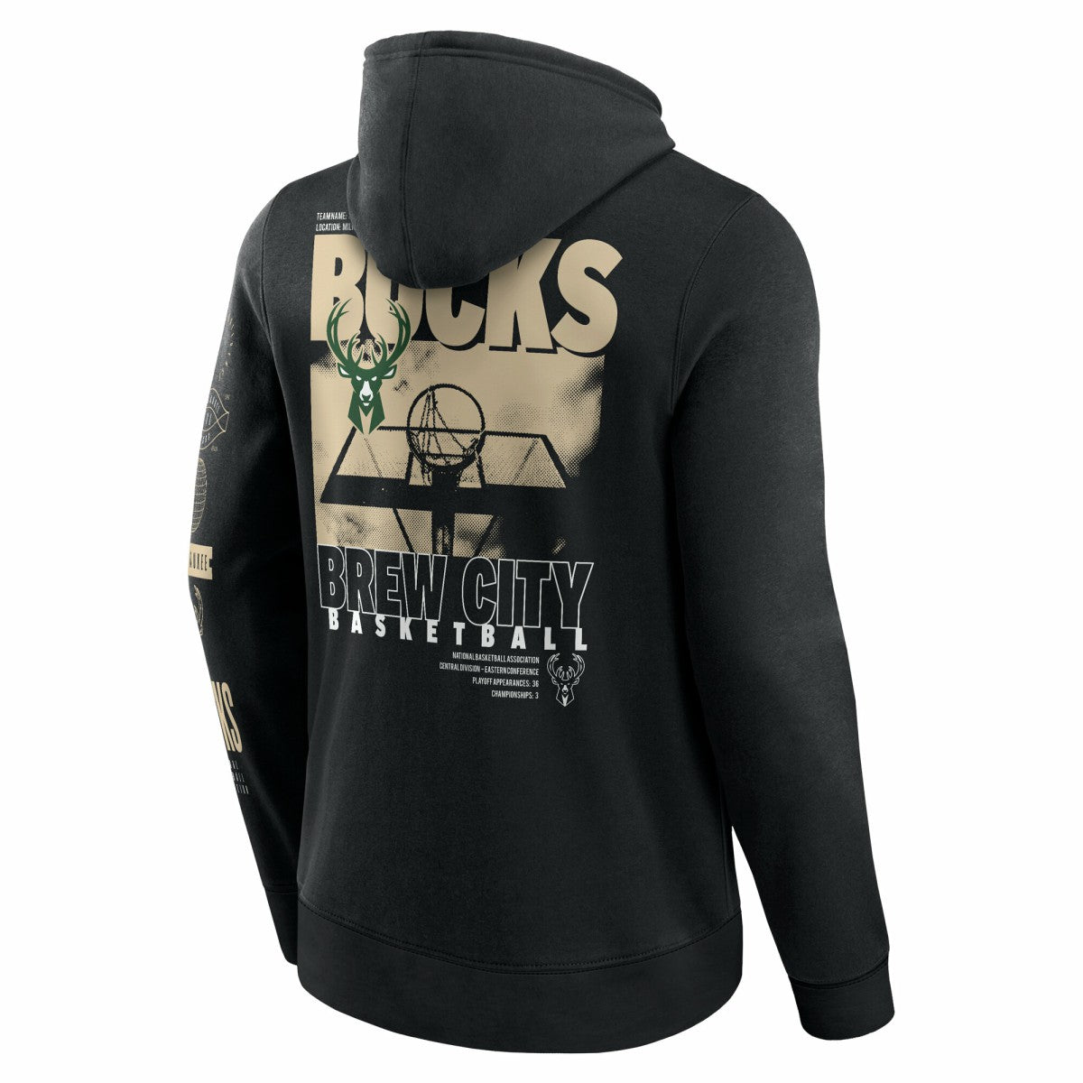 Fanatics - Milwaukee Bucks Game Time Crossover Pullover Hoodie - Black