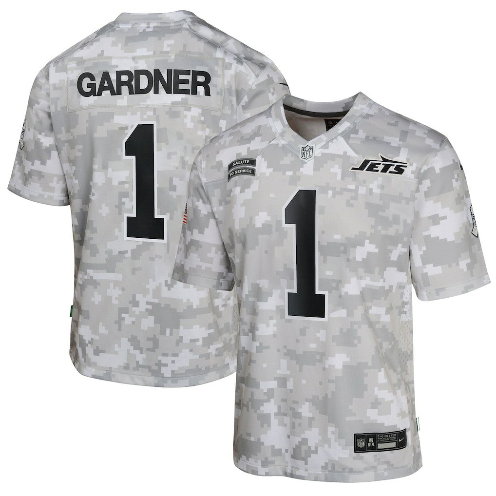 Sauce Gardner New York Jets Youth 2024 Salute to Service Game Jersey - Arctic Camo | NFL Jerseys