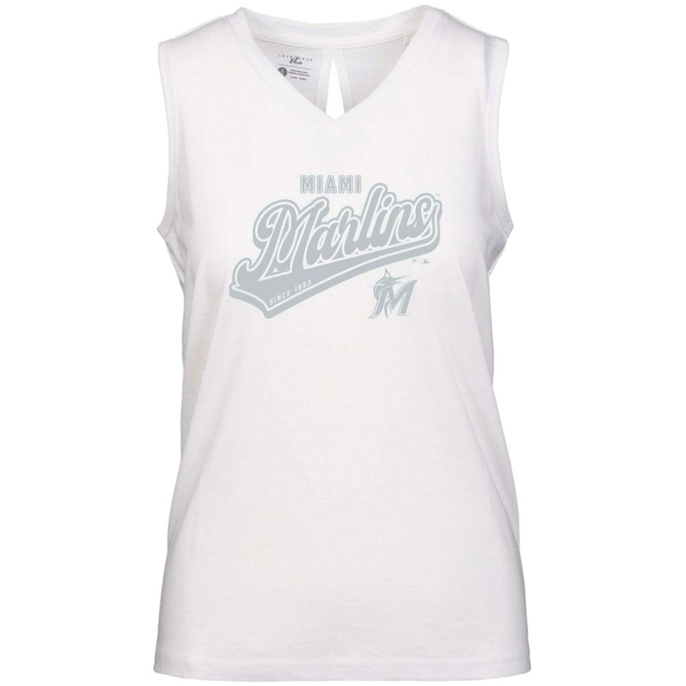Miami Marlins Levelwear Women's  Paisley Sweep V-Neck Tank Top Clearance