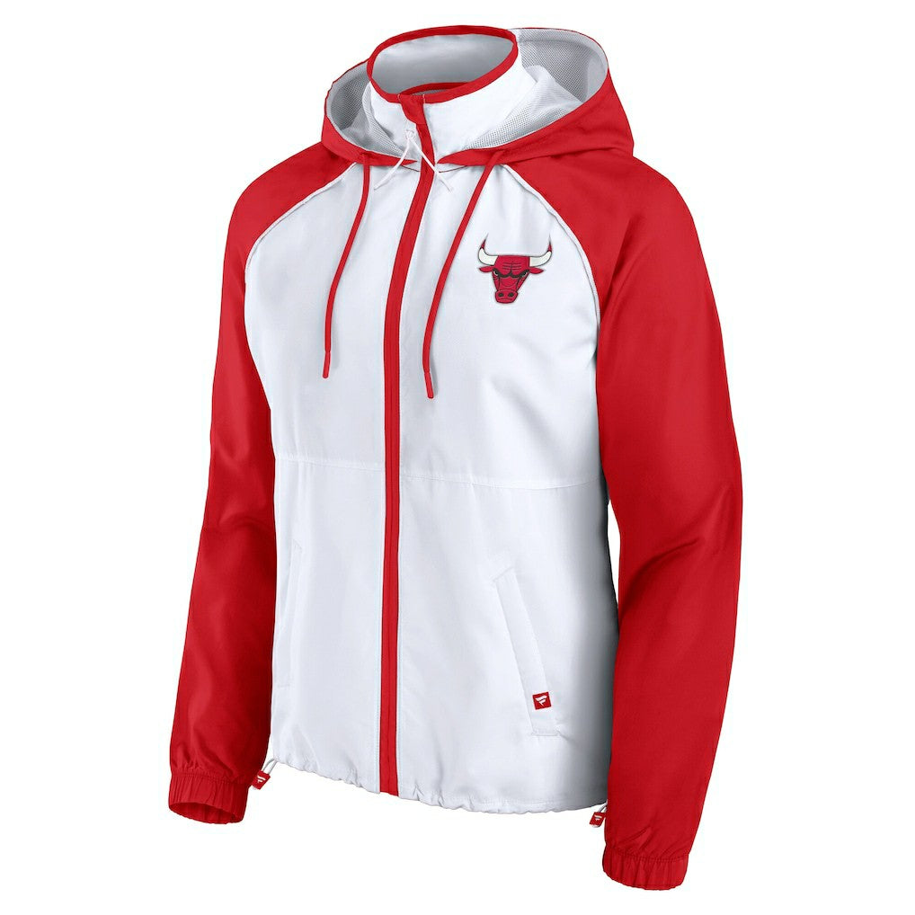 Fanatics - Chicago Bulls Women's Anorak Raglan Full-Zip Hoodie Jacket - White/Red