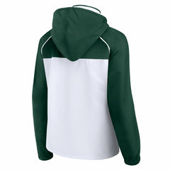 Fanatics - Milwaukee Bucks Women's Anorak Raglan Full-Zip Hoodie Jacket - White/Hunter Green