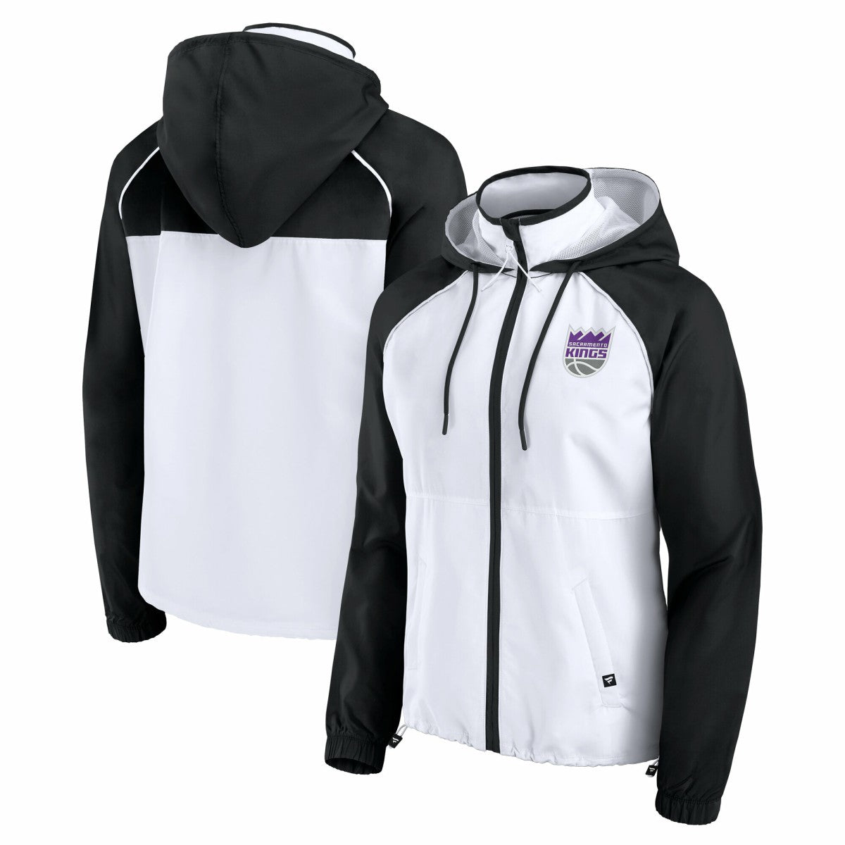 Fanatics - Sacramento Kings Women's Anorak Raglan Full-Zip Hoodie Jacket - White/Black