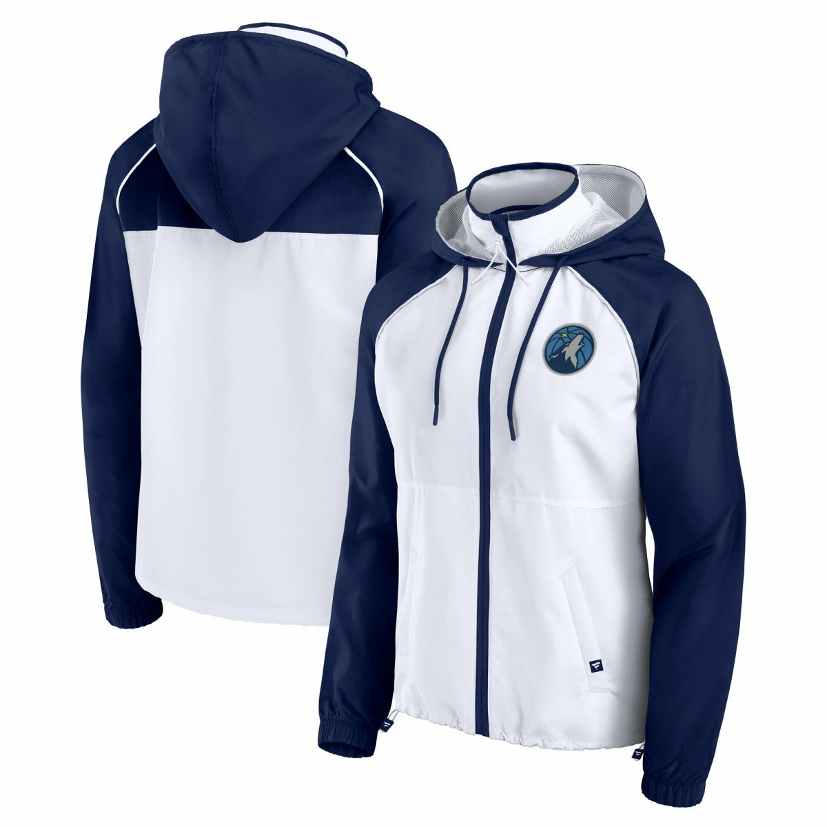 Fanatics - Minnesota Timberwolves Women's Anorak Raglan Full-Zip Hoodie Jacket - White/Navy