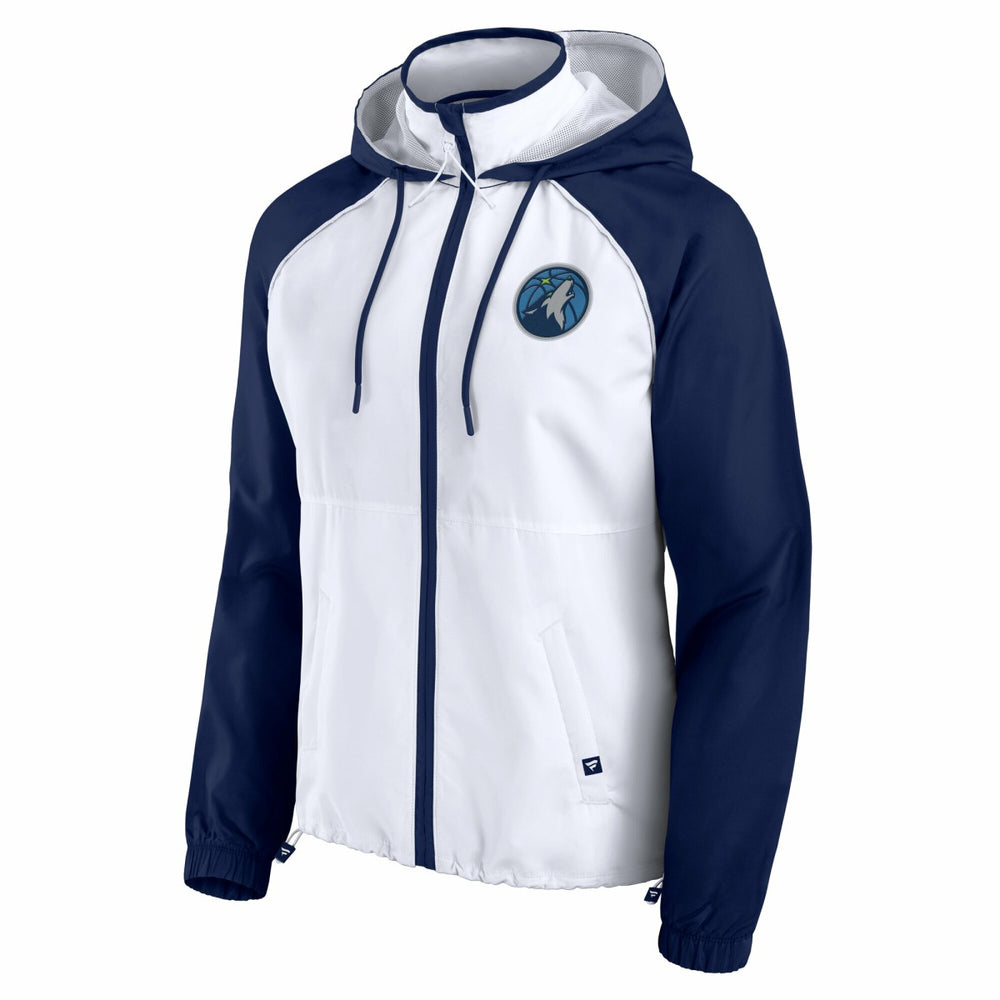Fanatics - Minnesota Timberwolves Women's Anorak Raglan Full-Zip Hoodie Jacket - White/Navy