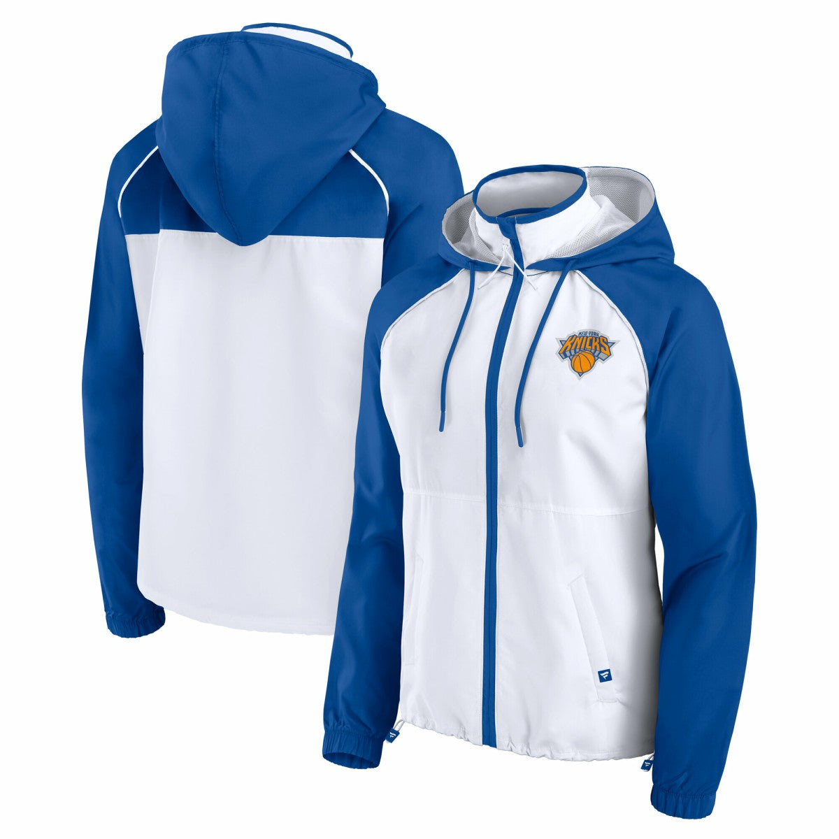 Fanatics - New York Knicks Women's Anorak Raglan Full-Zip Hoodie Jacket - White/Blue