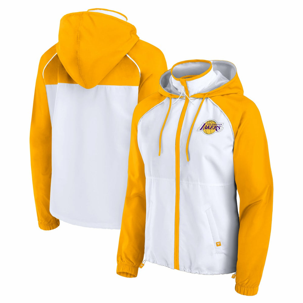 Fanatics - Los Angeles Lakers Women's Anorak Raglan Full-Zip Hoodie Jacket - White/Gold