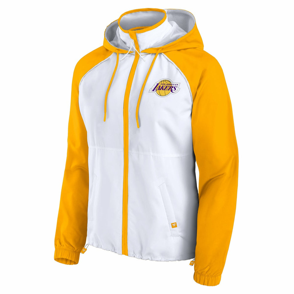 Fanatics - Los Angeles Lakers Women's Anorak Raglan Full-Zip Hoodie Jacket - White/Gold