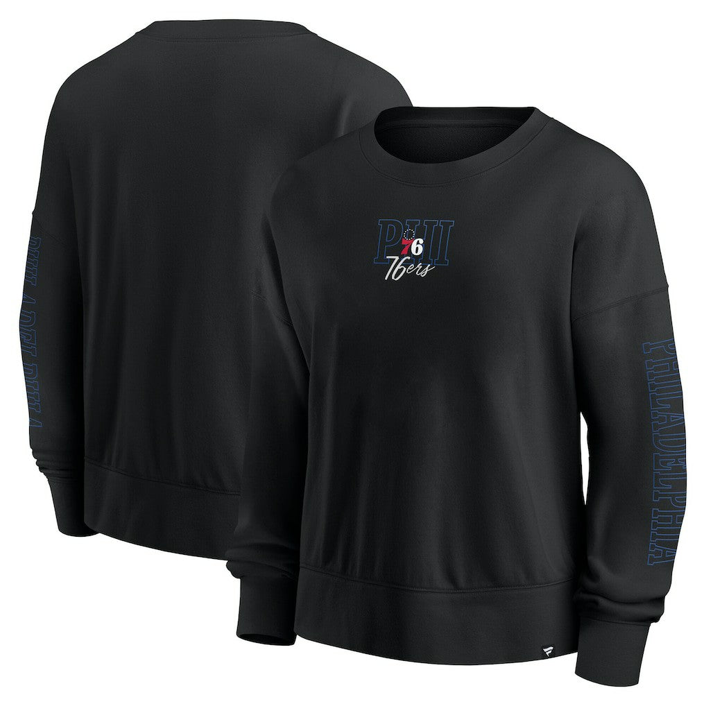 Fanatics - Philadelphia 76ers Women's Oversized Game Day Pullover Sweatshirt - Black