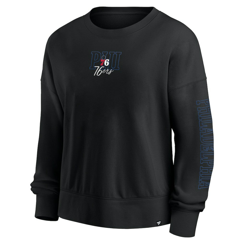 Fanatics - Philadelphia 76ers Women's Oversized Game Day Pullover Sweatshirt - Black