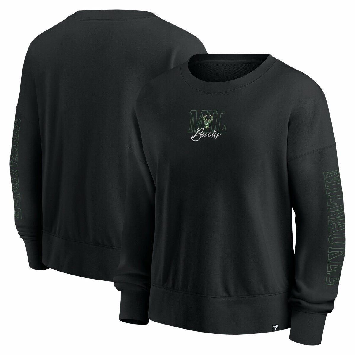 Fanatics - Milwaukee Bucks Women's Oversized Game Day Pullover Sweatshirt - Black
