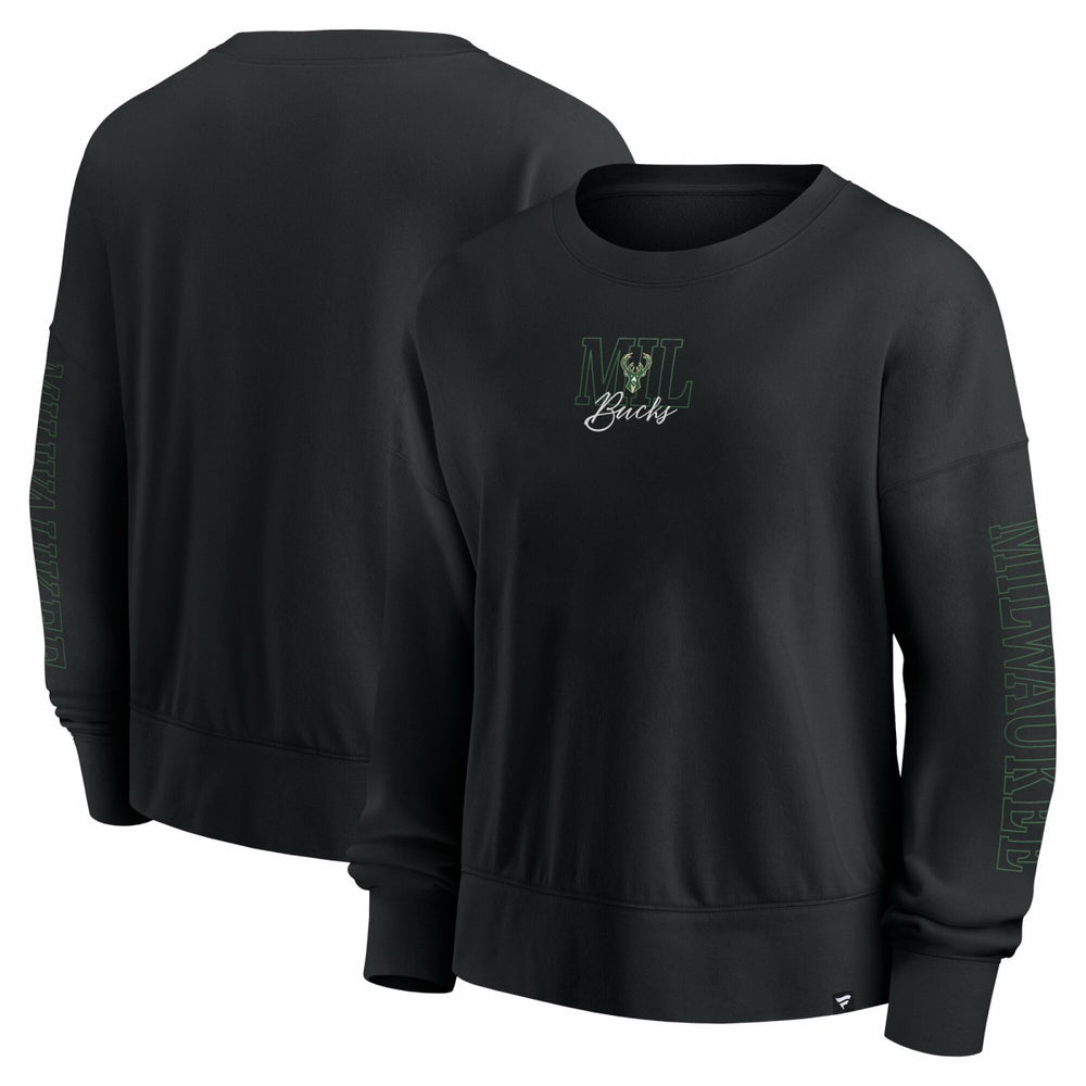 Fanatics - Milwaukee Bucks Women's Oversized Game Day Pullover Sweatshirt - Black
