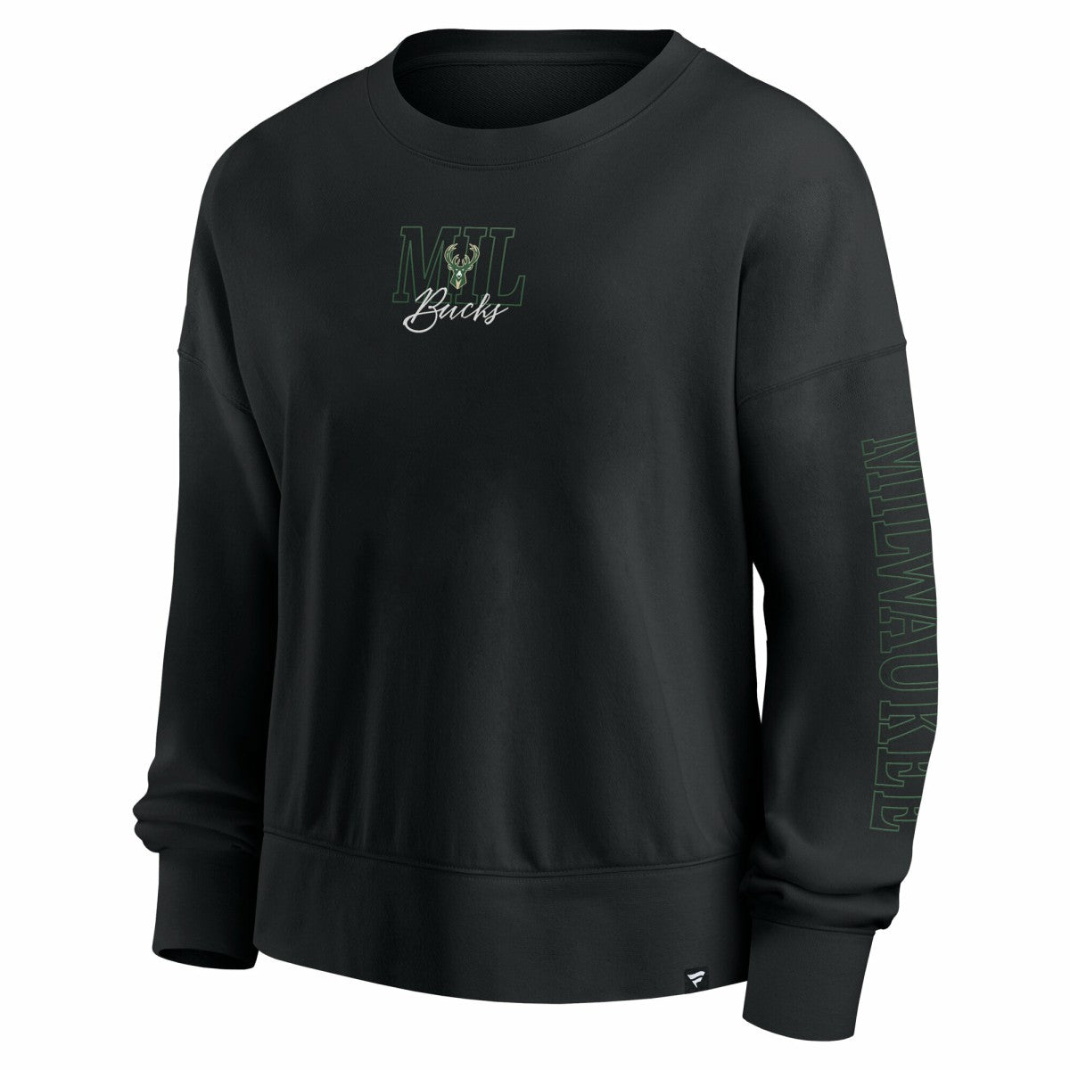 Fanatics - Milwaukee Bucks Women's Oversized Game Day Pullover Sweatshirt - Black