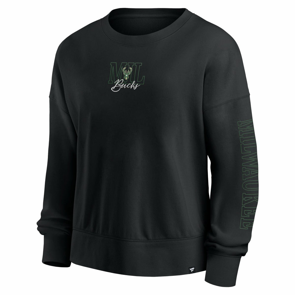 Fanatics - Milwaukee Bucks Women's Oversized Game Day Pullover Sweatshirt - Black