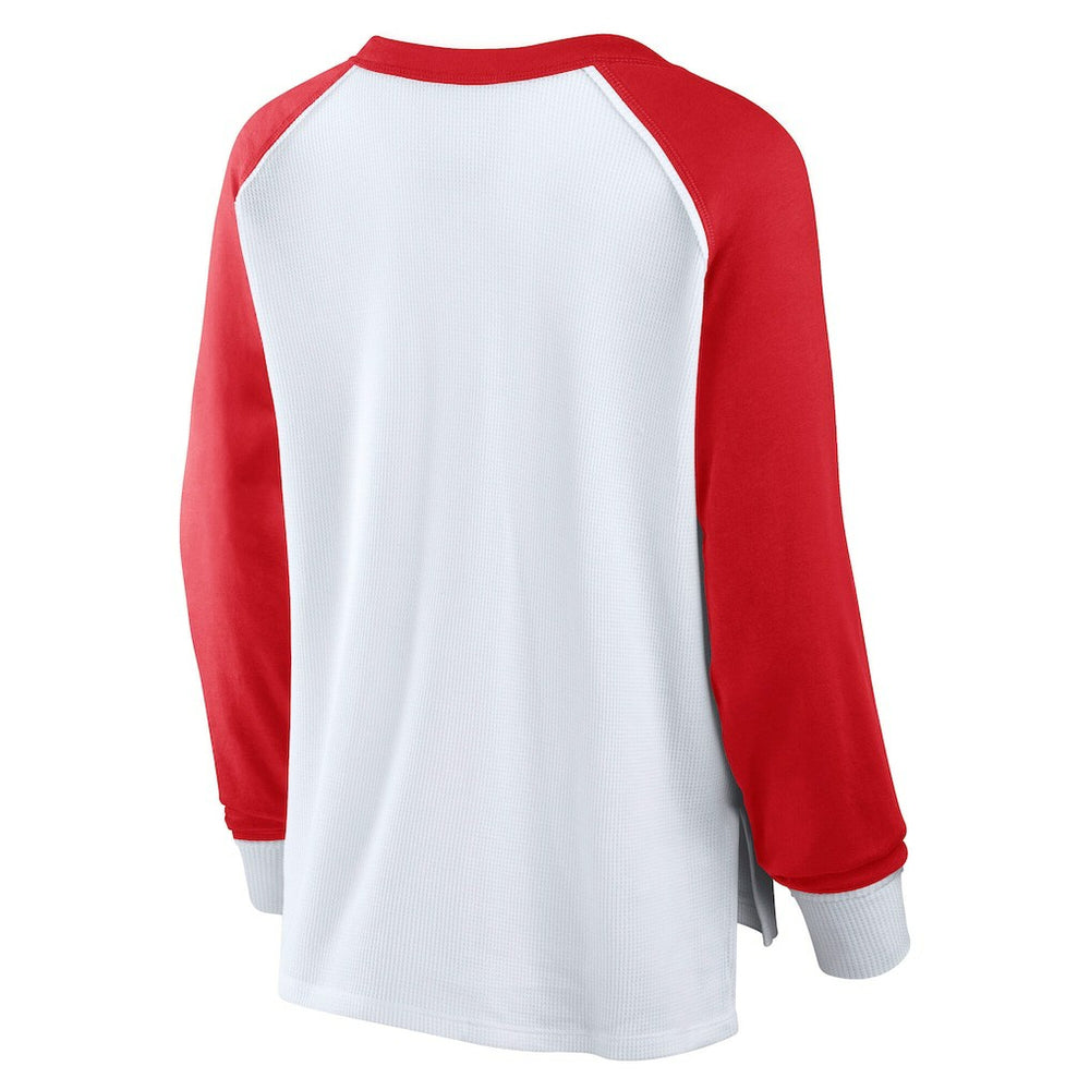 Fanatics - Chicago Bulls Women's Open Lane Waffle Long Sleeve V-Neck T-Shirt - White