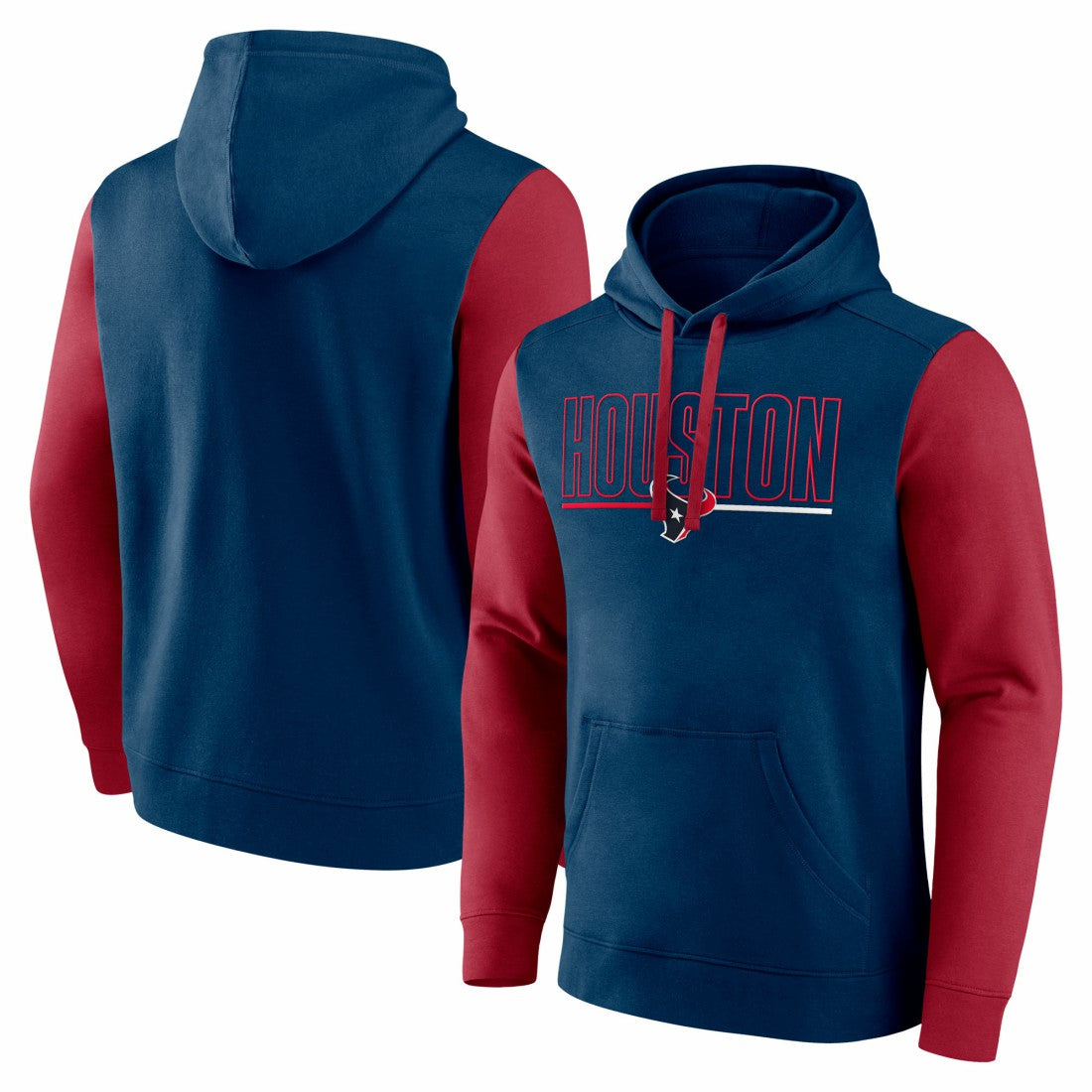 Houston Texans Outline Pullover Hoodie Navy/Red - Fanatics