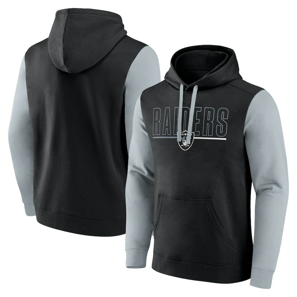 Las Vegas Raiders Outline Pullover Hoodie Black/Silver - Fanatics