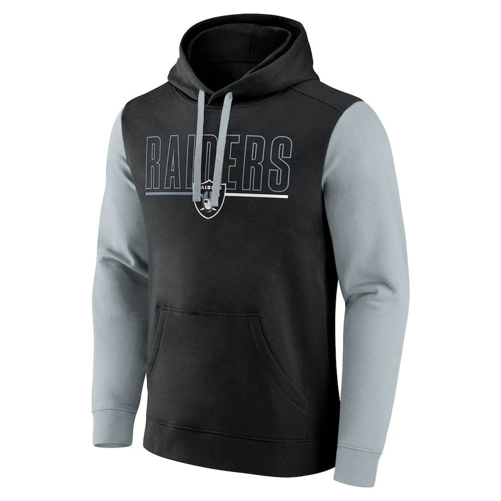 Las Vegas Raiders Outline Pullover Hoodie Black/Silver - Fanatics