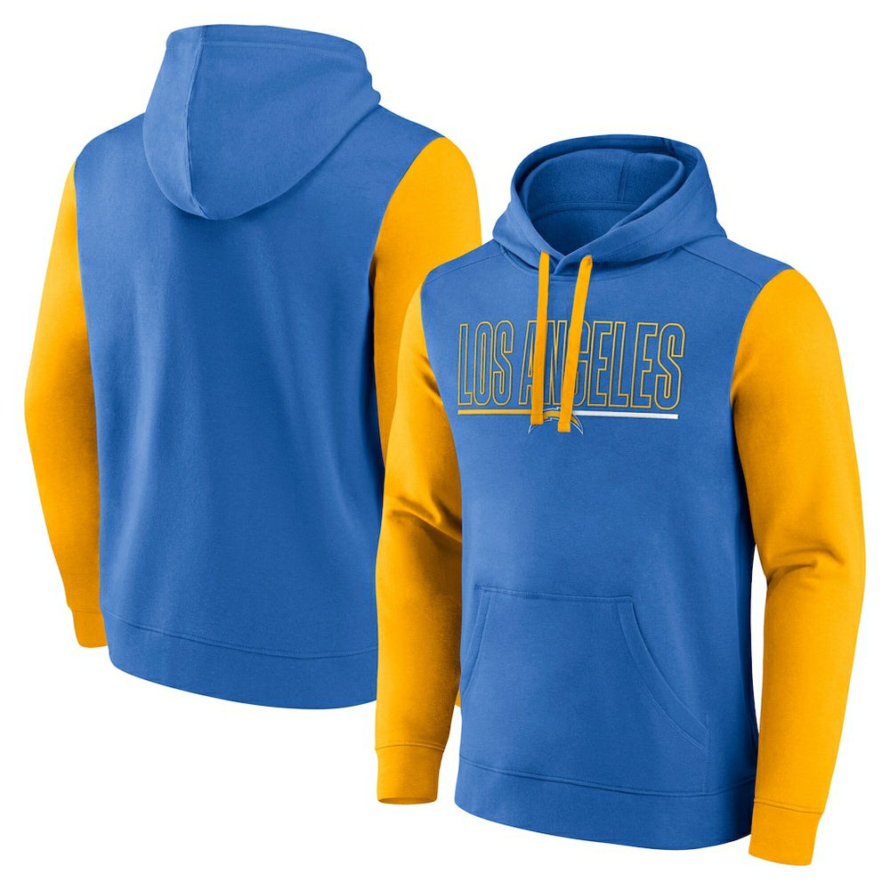 Los Angeles Chargers Outline Pullover Hoodie Powder Blue/Gold - Fanatics