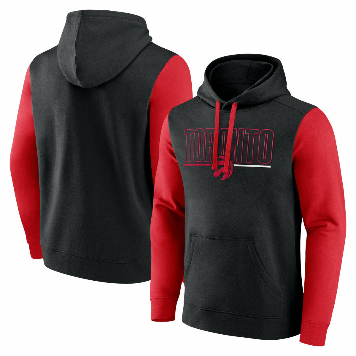 NBA - Toronto Raptors Logo Athletic Outline Colorblock Pullover Hoodie - Black