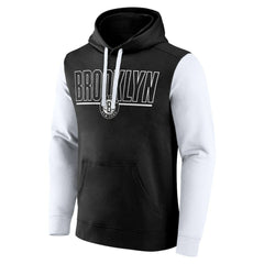 NBA - Brooklyn Nets Logo Athletic Outline Colorblock Pullover Hoodie - Black