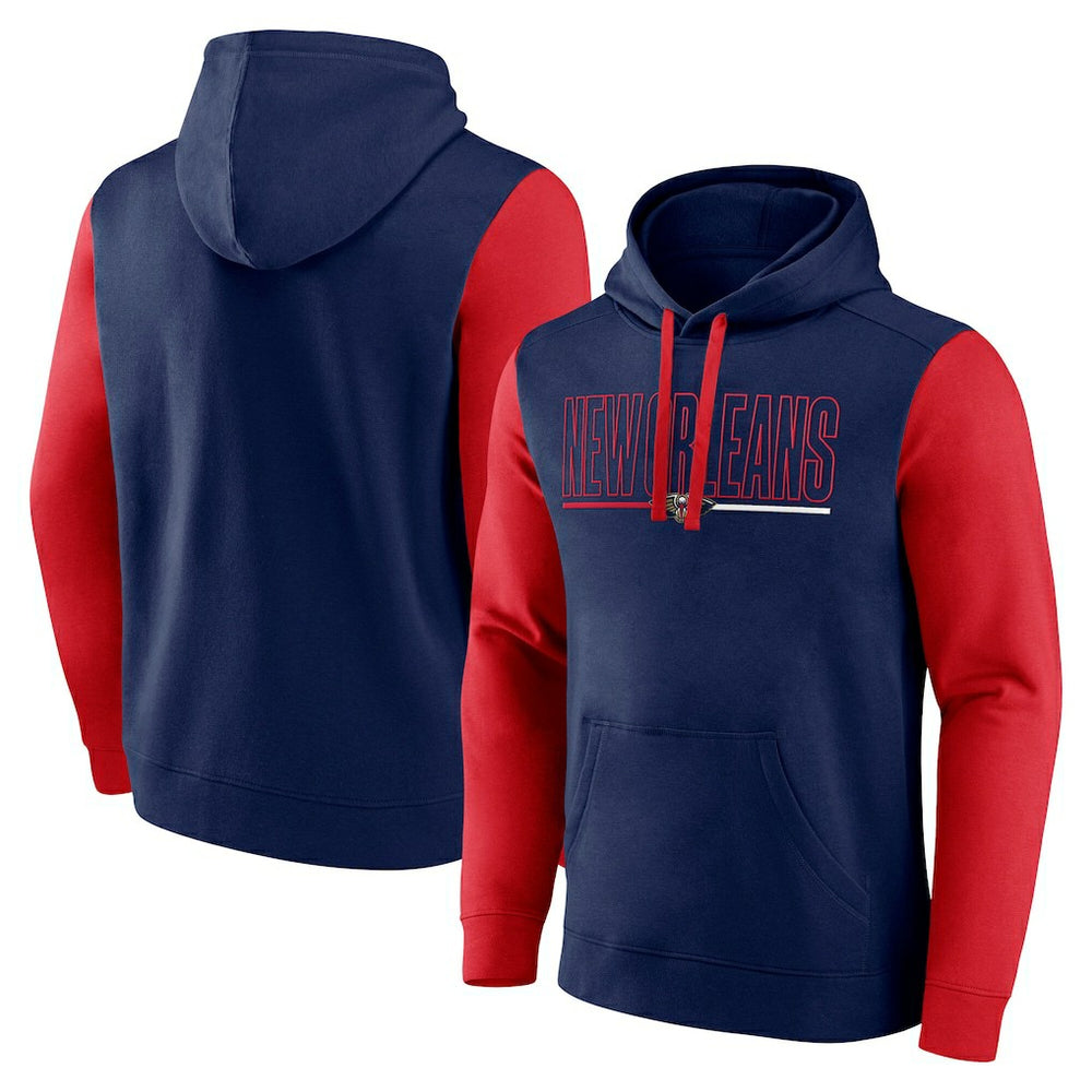 NBA - New Orleans Pelicans Logo Athletic Outline Colorblock Pullover Hoodie - Navy