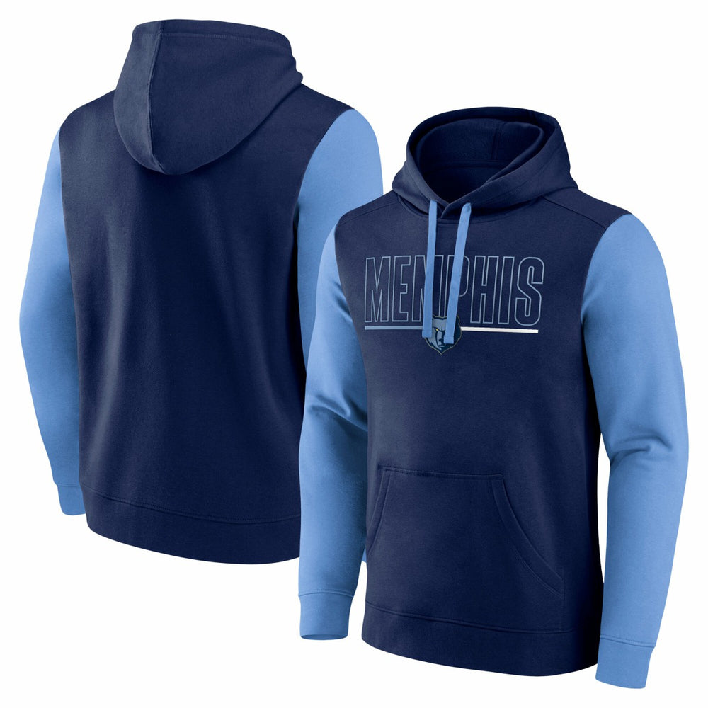 NBA - Memphis Grizzlies Logo Athletic Outline Colorblock Pullover Hoodie - Navy