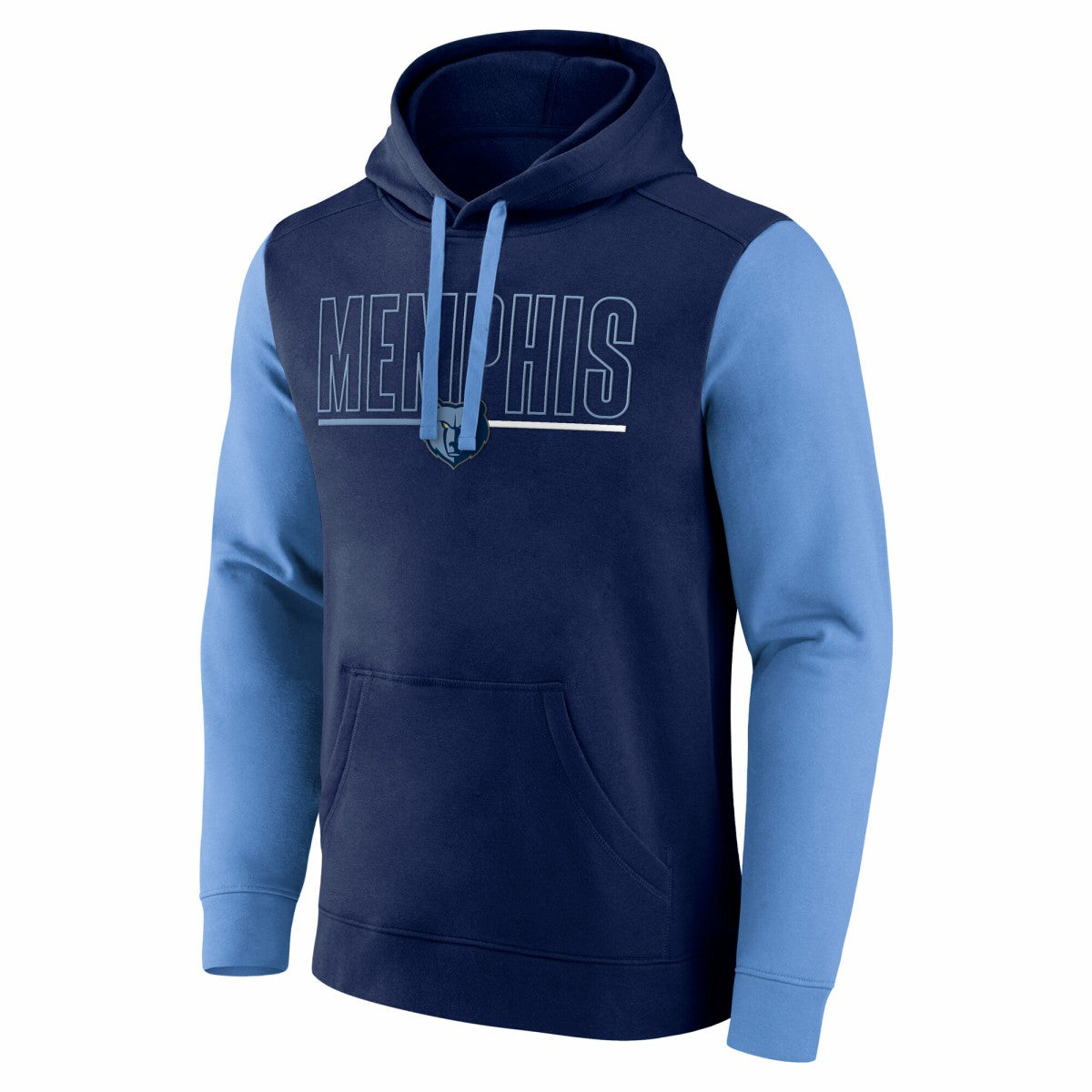 NBA - Memphis Grizzlies Logo Athletic Outline Colorblock Pullover Hoodie - Navy