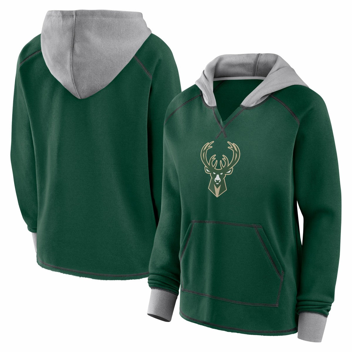 NBA - Milwaukee Bucks Logo Athletic Women's Boom Pullover Hoodie - Hunter Green