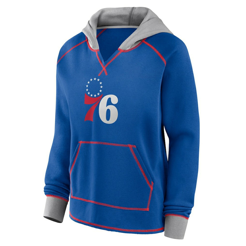 NBA - Philadelphia 76ers Logo Athletic Women's Boom Pullover Hoodie - Royal