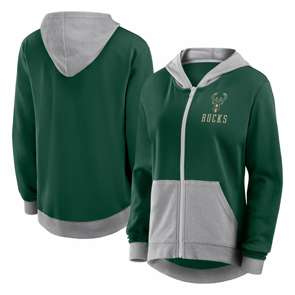 NBA - Milwaukee Bucks Logo Athletic Women's Hit It French Terry Full-Zip Hoodie - Hunter Green