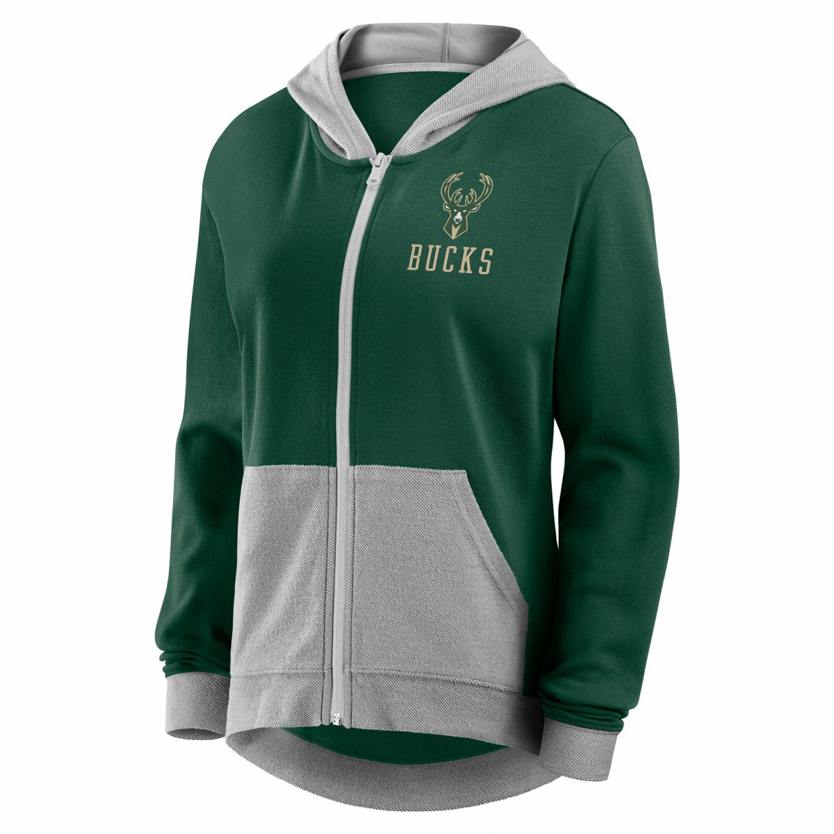 NBA - Milwaukee Bucks Logo Athletic Women's Hit It French Terry Full-Zip Hoodie - Hunter Green