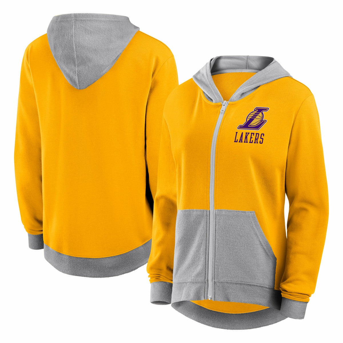 NBA - Los Angeles Lakers Logo Athletic Women's Hit It French Terry Full-Zip Hoodie - Gold