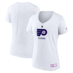 Philadelphia Flyers - Fanatics Women's 2024 Hockey Fights Cancer V-Neck T-Shirt White