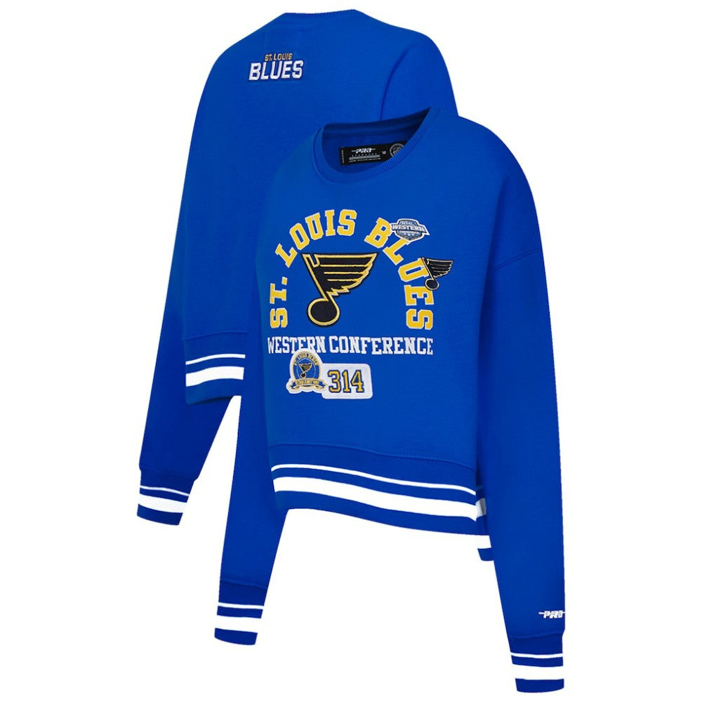 St. Louis Blues - Pro Standard Women's Area Code Cropped Pullover Sweatshirt Blue