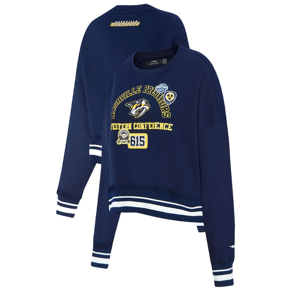 Nashville Predators - Pro Standard Women's Area Code Cropped Pullover Sweatshirt Navy