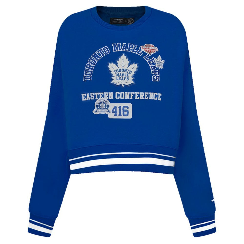 Toronto Maple Leafs - Pro Standard Women's Area Code Cropped Pullover Sweatshirt Blue
