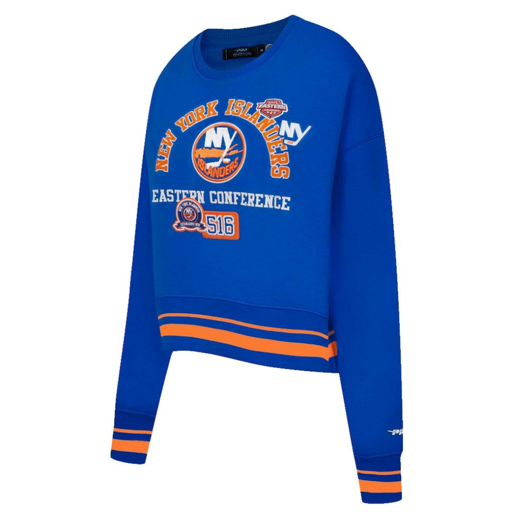 New York Islanders - Pro Standard Women's Area Code Cropped Pullover Sweatshirt Royal