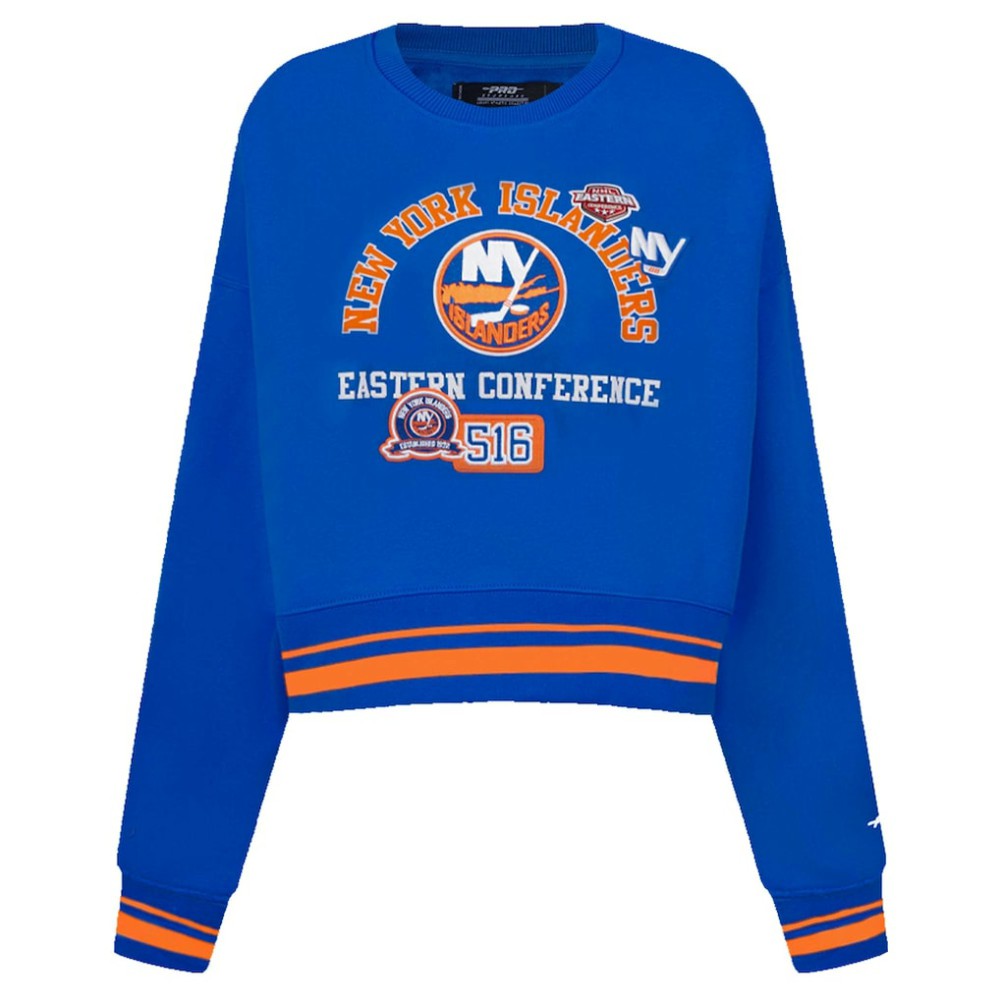 New York Islanders - Pro Standard Women's Area Code Cropped Pullover Sweatshirt Royal