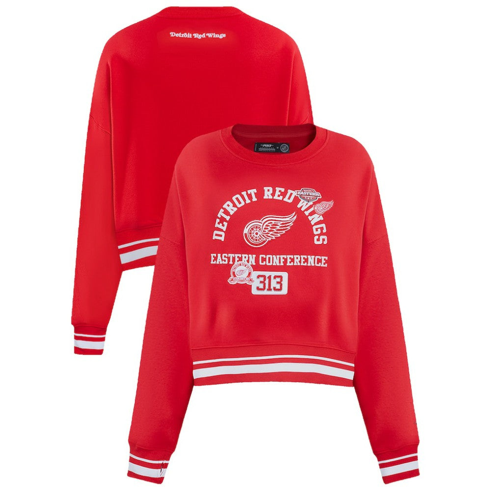 Detroit Red Wings - Pro Standard Women's Area Code Cropped Pullover Sweatshirt Red