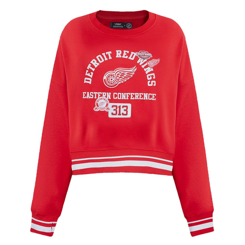 Detroit Red Wings - Pro Standard Women's Area Code Cropped Pullover Sweatshirt Red