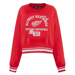 Detroit Red Wings - Pro Standard Women's Area Code Cropped Pullover Sweatshirt Red