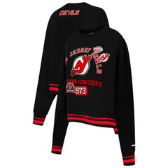 New Jersey Devils - Pro Standard Women's Area Code Cropped Pullover Sweatshirt Black