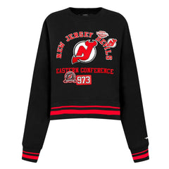New Jersey Devils - Pro Standard Women's Area Code Cropped Pullover Sweatshirt Black