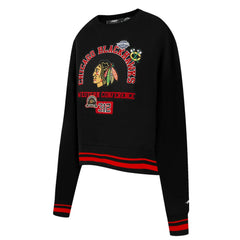 Chicago Blackhawks Pro Standard Women's Area Code Cropped Pullover Sweatshirt Black